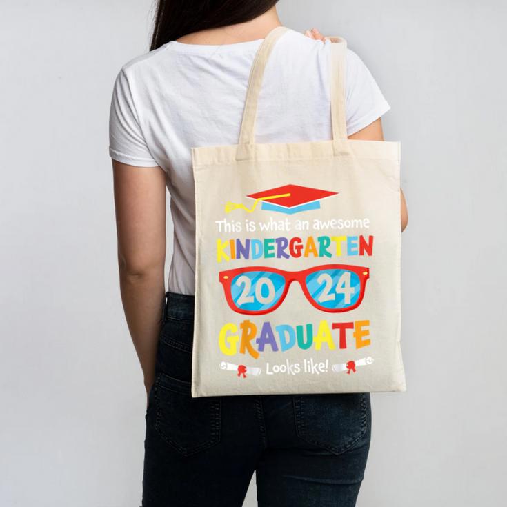Awesome Kindergarten Graduate Looks Like 2024 Graduation Canvas Tote Bag