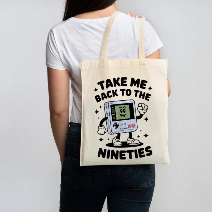 Take Me Back To The Nineties 90's Retro Gamer Nostalgia Canvas Tote Bag