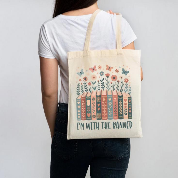 Im With The Banned Book Readers Librarian Read Banned Books Canvas Tote Bag