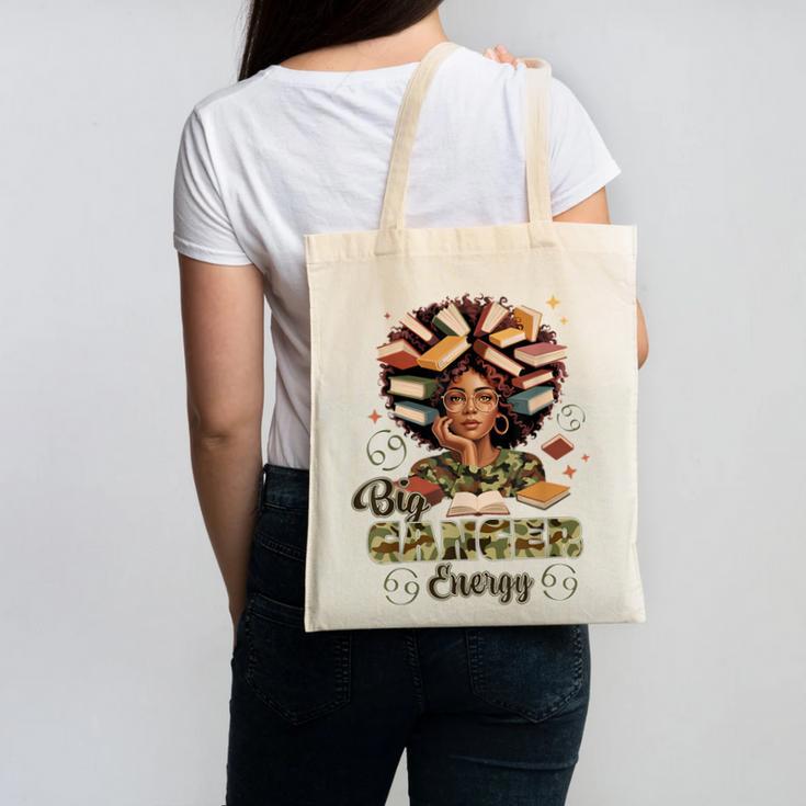 Big Cancer Energy Woman Camo Zodiac Book Teacher Canvas Tote Bag Big Cancer Energy Woman Camo Zodiac Book Teacher Canvas Tote Bag