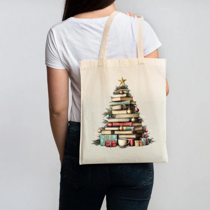 Book Christmas Tree Books Lovers Xmas Teacher Men Women Kids Canvas Tote Bag Book Christmas Tree Books Lovers Xmas Teacher Men Women Kids Canvas Tote Bag