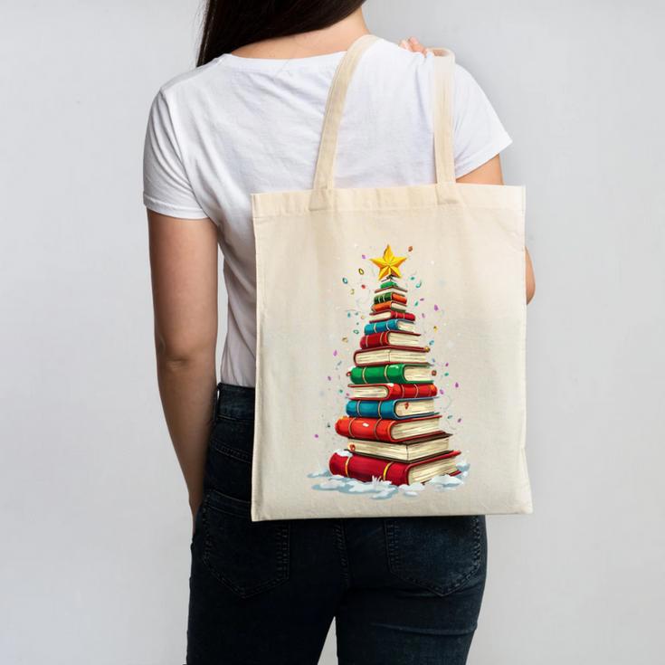 Book Christmas Tree Book Lover Teacher Librarian Canvas Tote Bag Book Christmas Tree Book Lover Teacher Librarian Canvas Tote Bag
