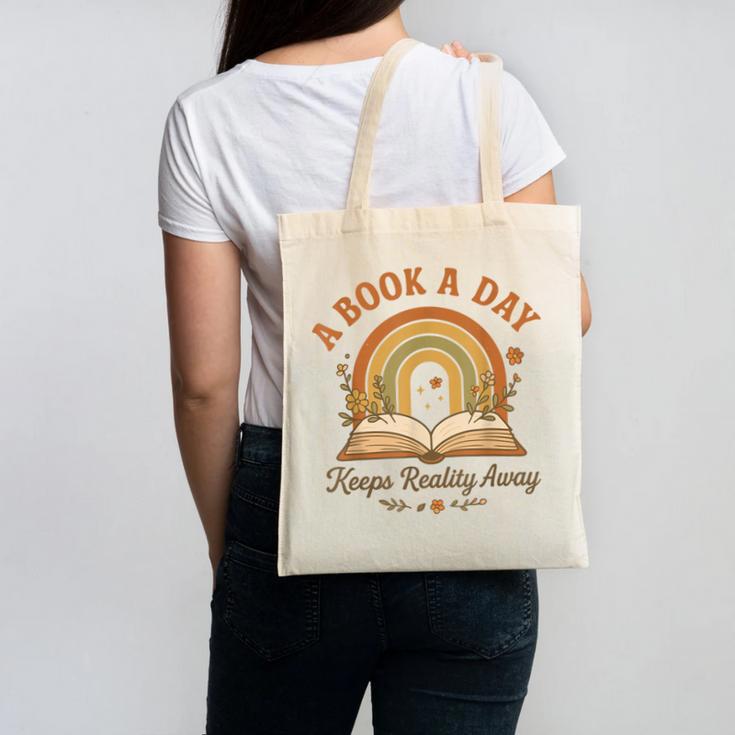 A Book A Day Keeps Reality Away Reading Canvas Tote Bag