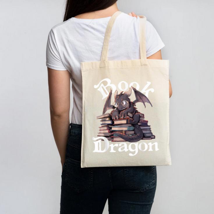 Book Dragon Book Lover Bookworm Book Reader Librarian Canvas Tote Bag