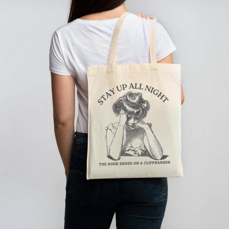The Book Ended On a Cliffhanger Cute Book Lover Teach Canvas Tote Bag