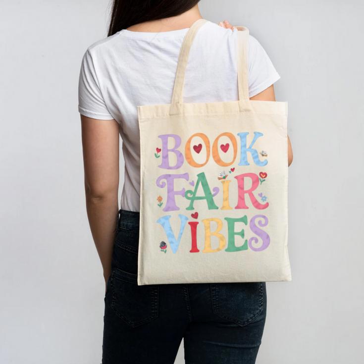 Book Fair Vibes Groovy Retro Reading Canvas Tote Bag
