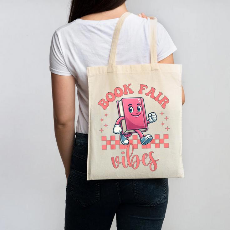 Book Fair Vibes School Librarian Retro 70s Reading Bookworm Canvas Tote Bag Book Fair Vibes School Librarian Retro 70s Reading Bookworm Canvas Tote Bag