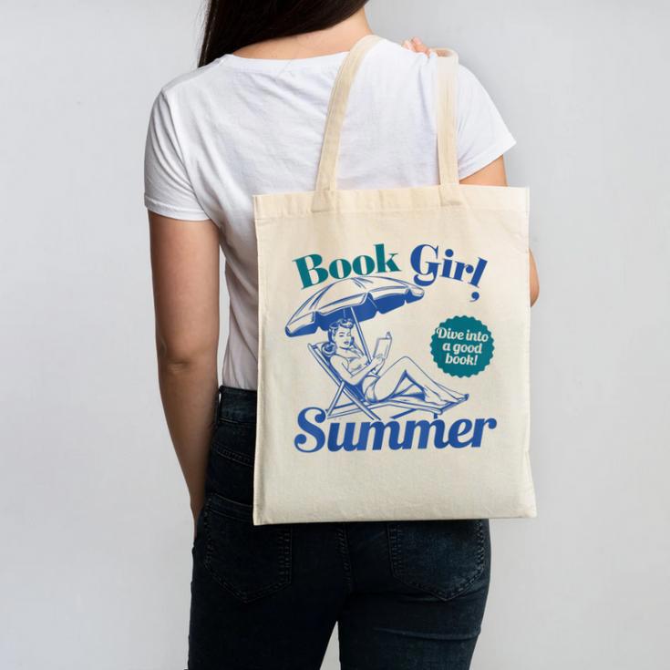 Book Girl Summer Bookish Beach Canvas Tote Bag