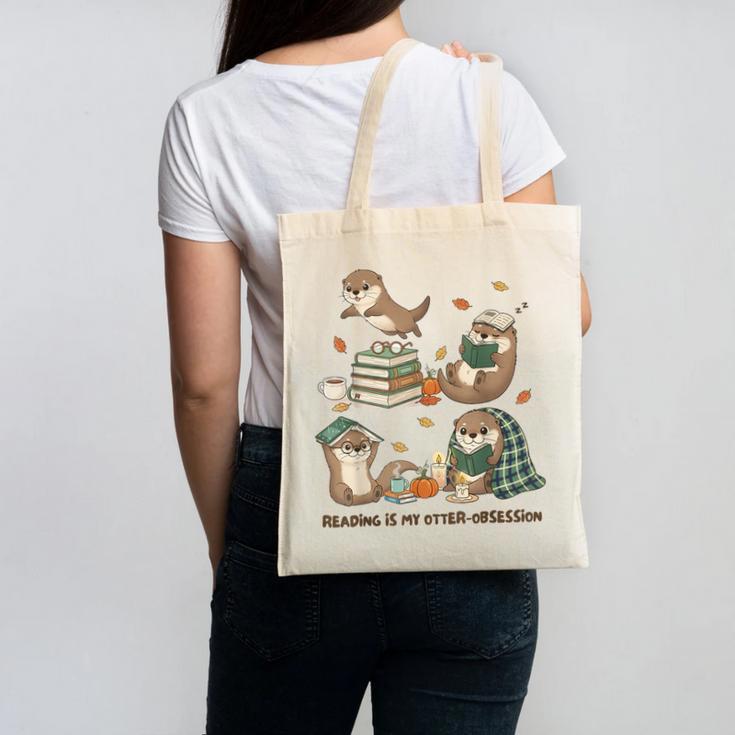 Book Lover Bookish Bookworm Reading Is My Otter-Obsession Canvas Tote Bag