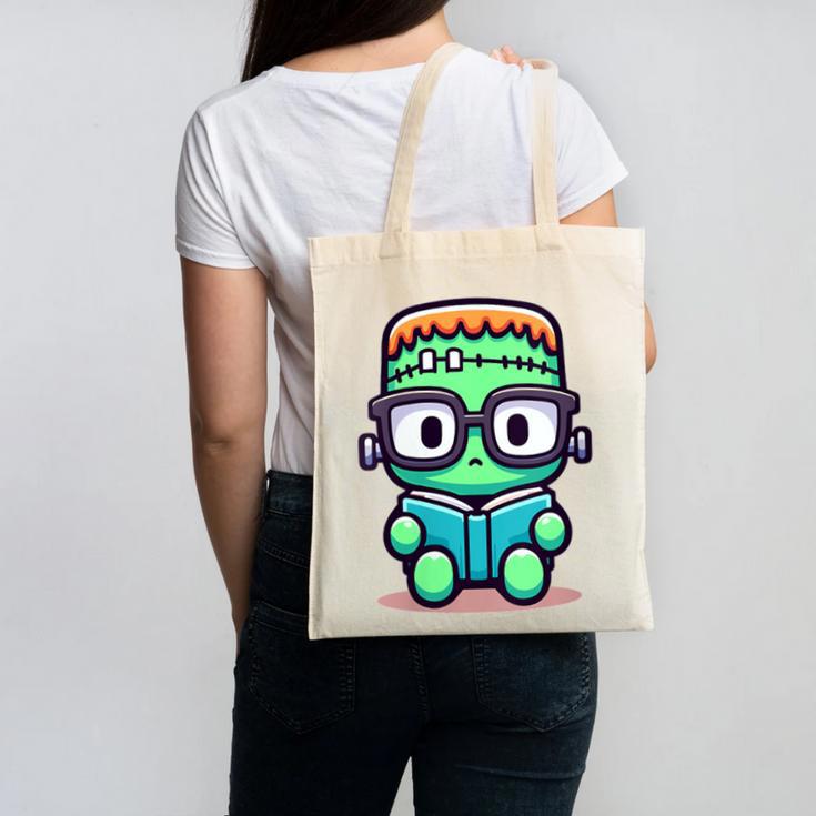 Book Lover Frankenstein's Monster With Reading Glasses Canvas Tote Bag