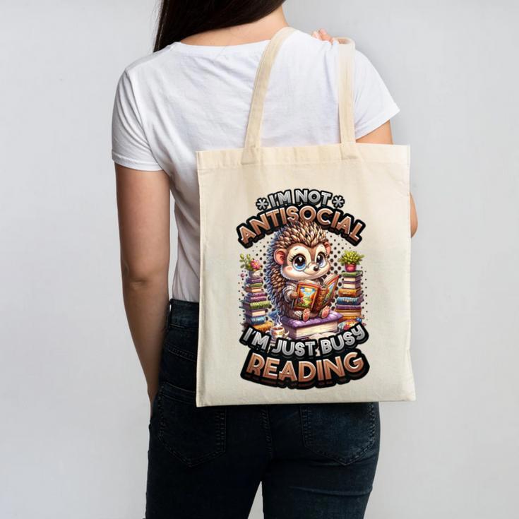 Book Lover Hedgehog Reading Books Introvert Bookworm Canvas Tote Bag
