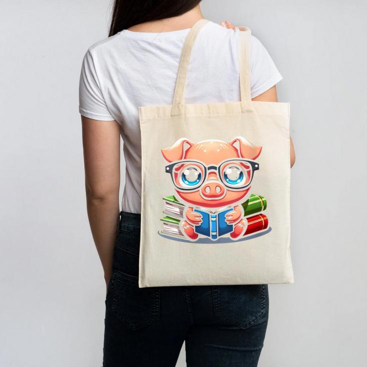 Book Lover Reading Pig Canvas Tote Bag Book Lover Reading Pig Canvas Tote Bag