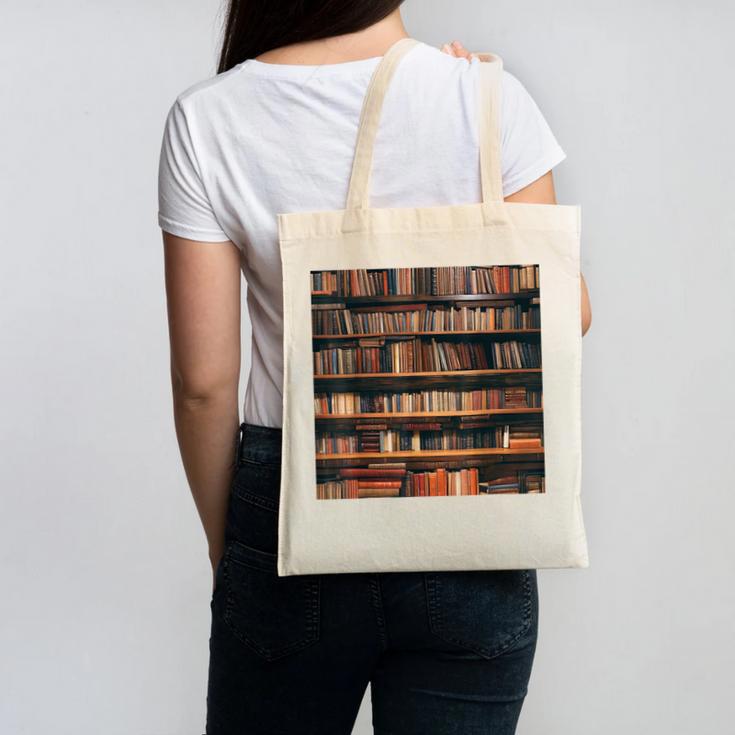 Book Book Shelves Library Canvas Tote Bag
