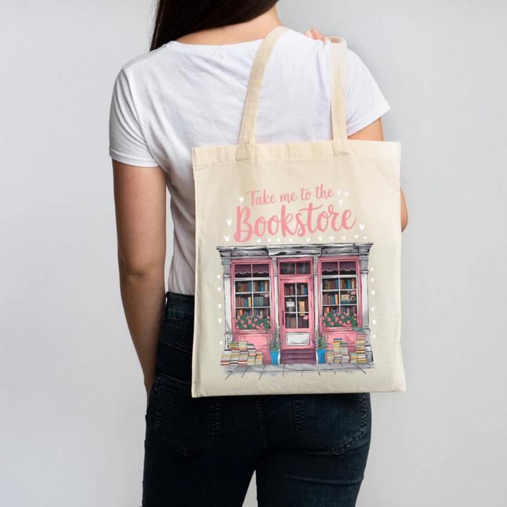 Take Me To The Book Store Librarians Valentine's Day Premium Canvas Tote Bag
