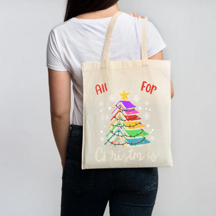 All Booked For Christmas Book Lovers Xmas Tree Women Canvas Tote Bag