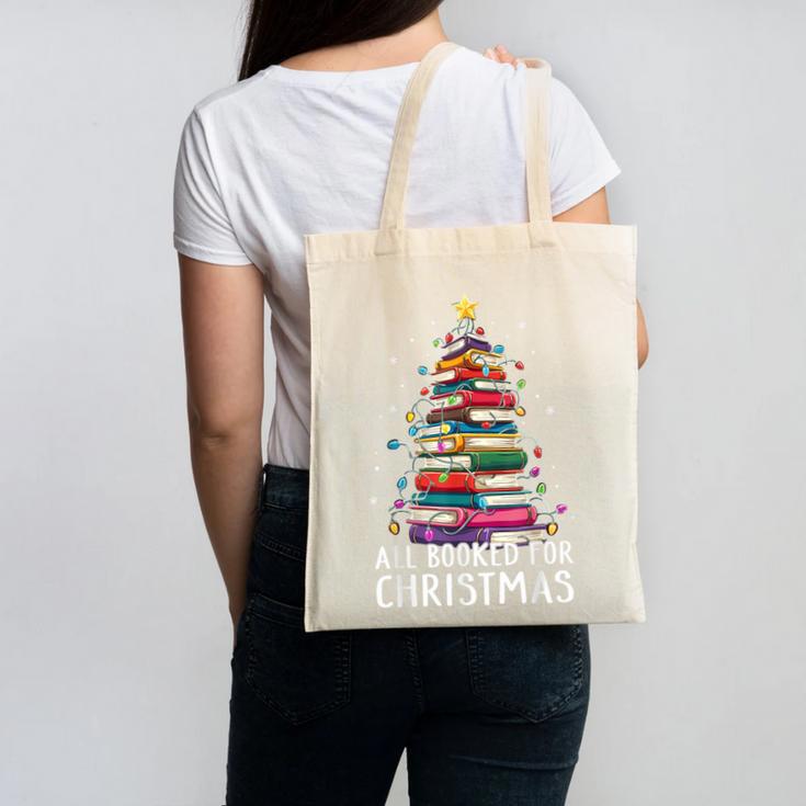 All Booked For Christmas Book Christmas Tree Lights Canvas Tote Bag All Booked For Christmas Book Christmas Tree Lights Canvas Tote Bag