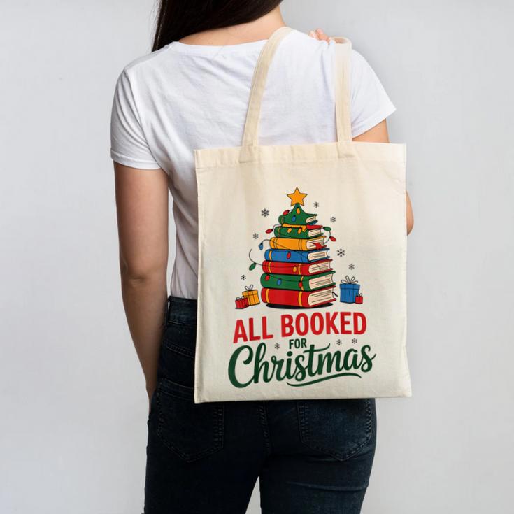All Booked For Christmas Librarian Reader Xmas Pajama Canvas Tote Bag All Booked For Christmas Librarian Reader Xmas Pajama Canvas Tote Bag