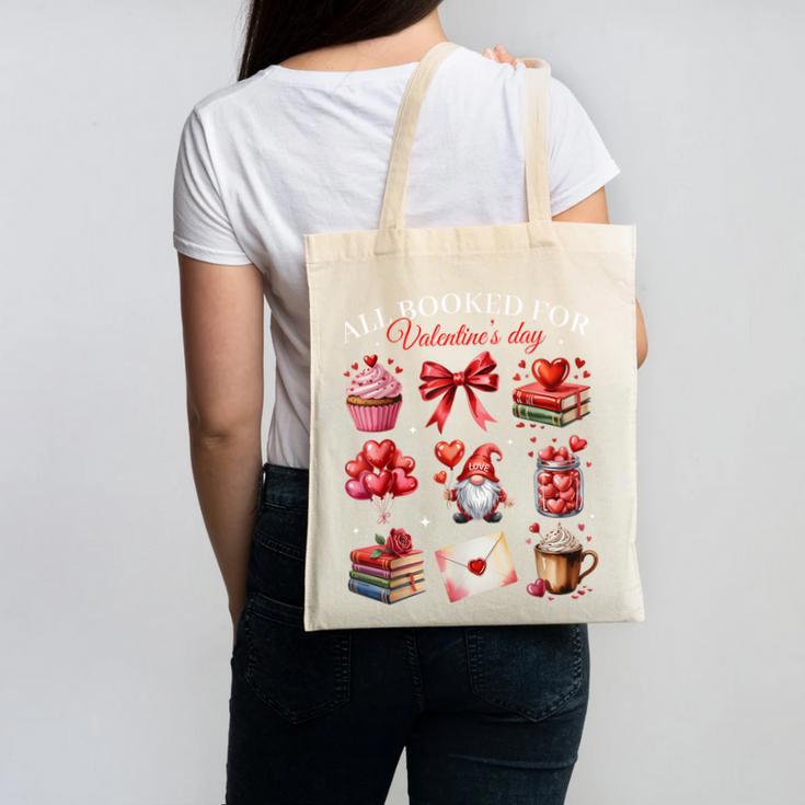 All Booked For Valentine Coquette Bow Girl Women Teacher Canvas Tote Bag