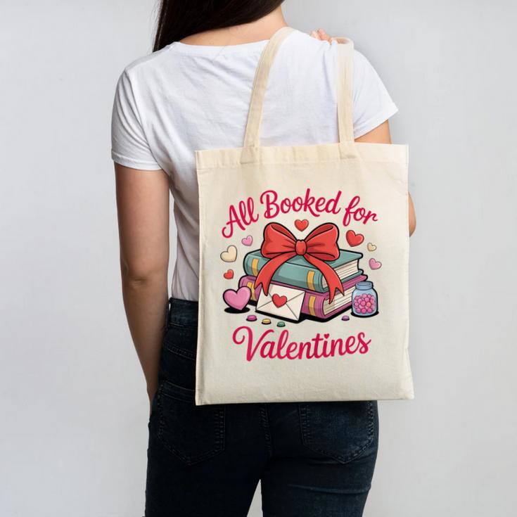 All Booked For Valentines Book Lover Teachers Canvas Tote Bag