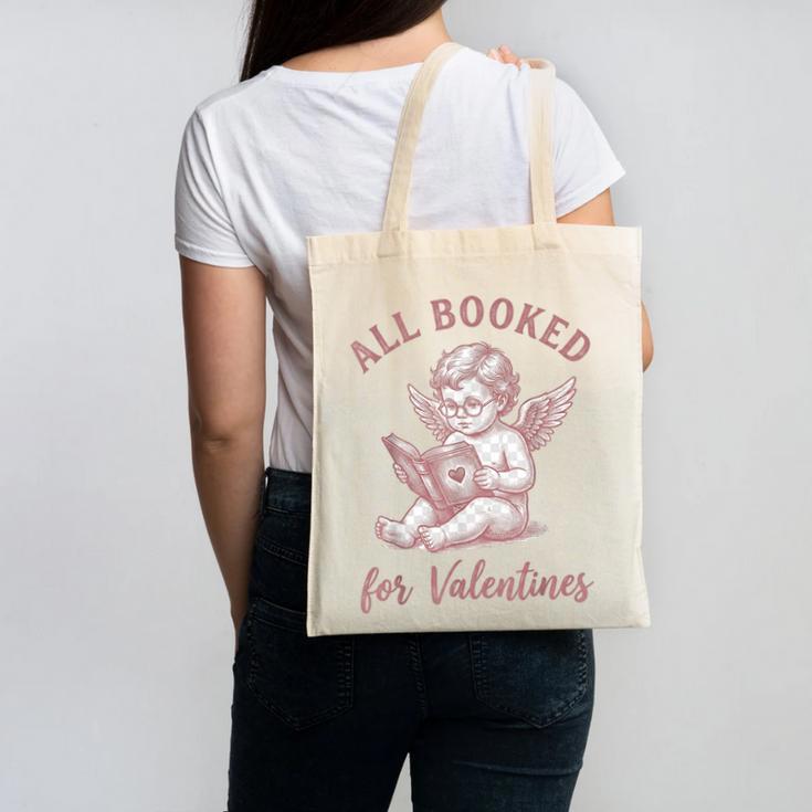 All Booked For Valentines Cute Cherub Vintage Book Lover Canvas Tote Bag