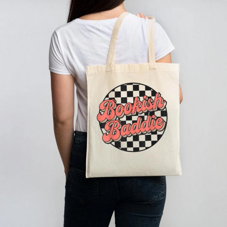 Bookish Baddie Retro Aesthetic Typography Canvas Tote Bag