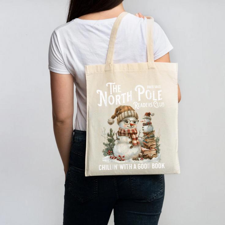 Bookish Christmas North Pole Book Club Snowman Book Worm Canvas Tote Bag Bookish Christmas North Pole Book Club Snowman Book Worm Canvas Tote Bag