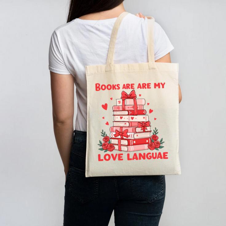 Books Are My Love Language Valentine Book Reading Teacher Canvas Tote Bag