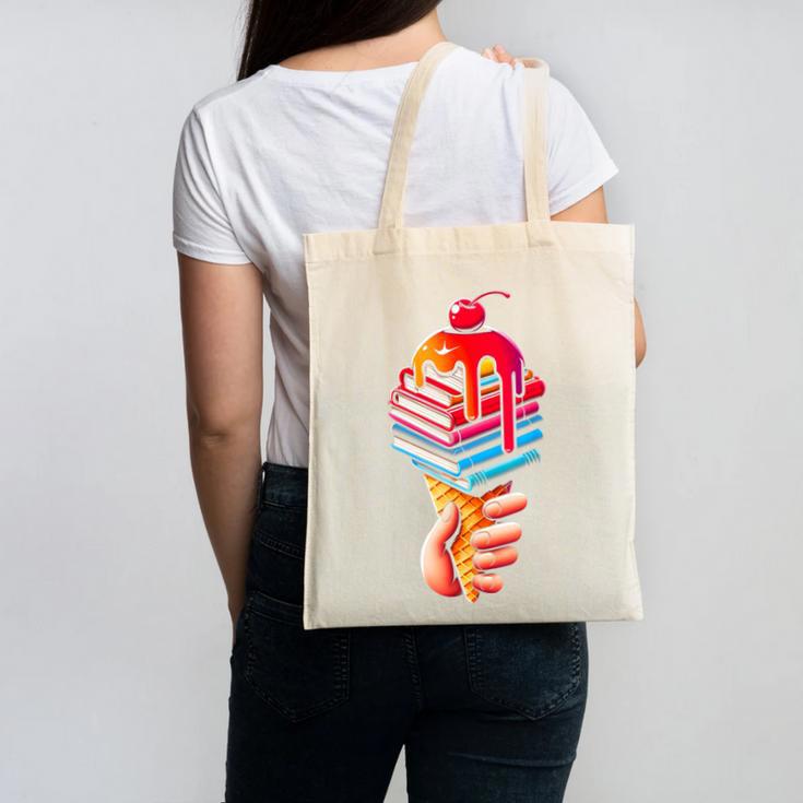 Books Reading Ice Cream Canvas Tote Bag
