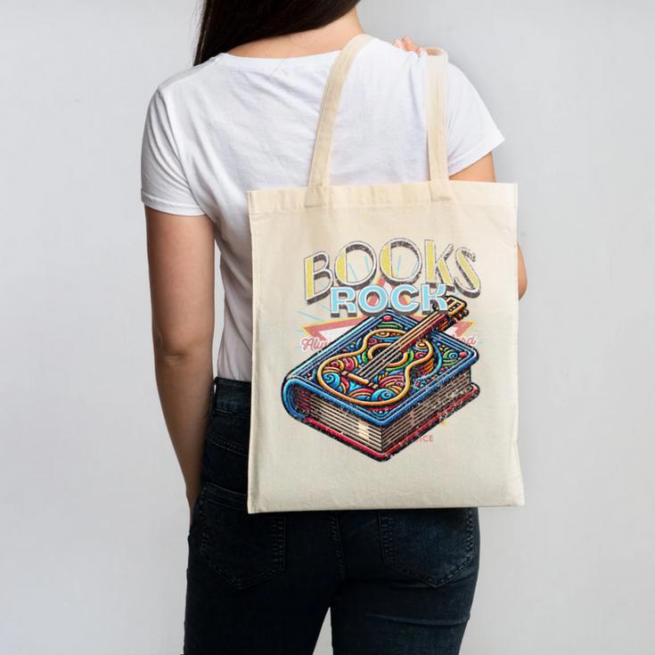 Books Rock Rock'n Roll Science Of Reading Teachers Guitar Canvas Tote Bag Books Rock Rock'n Roll Science Of Reading Teachers Guitar Canvas Tote Bag