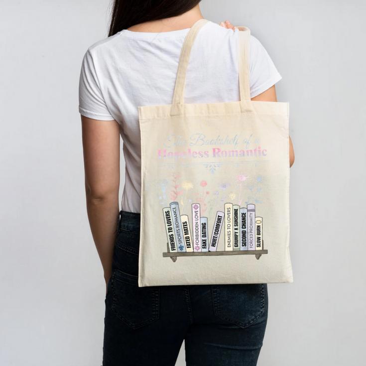 The Bookshelf Of a Hopeless Romantic Rom-Com Reading Bookish Canvas Tote Bag