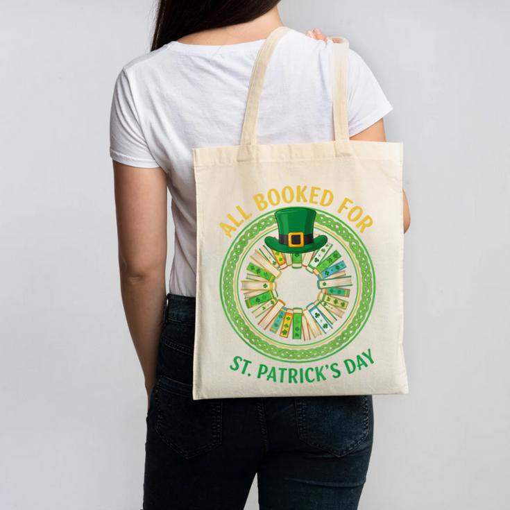 Bookworm Irish All Booked For St Patrick's Day Book Lover Canvas Tote Bag