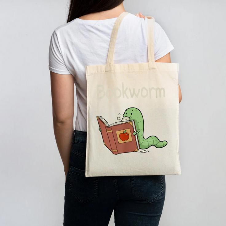 Bookworm Worm Reading Book Lover Read Books Librarian Canvas Tote Bag
