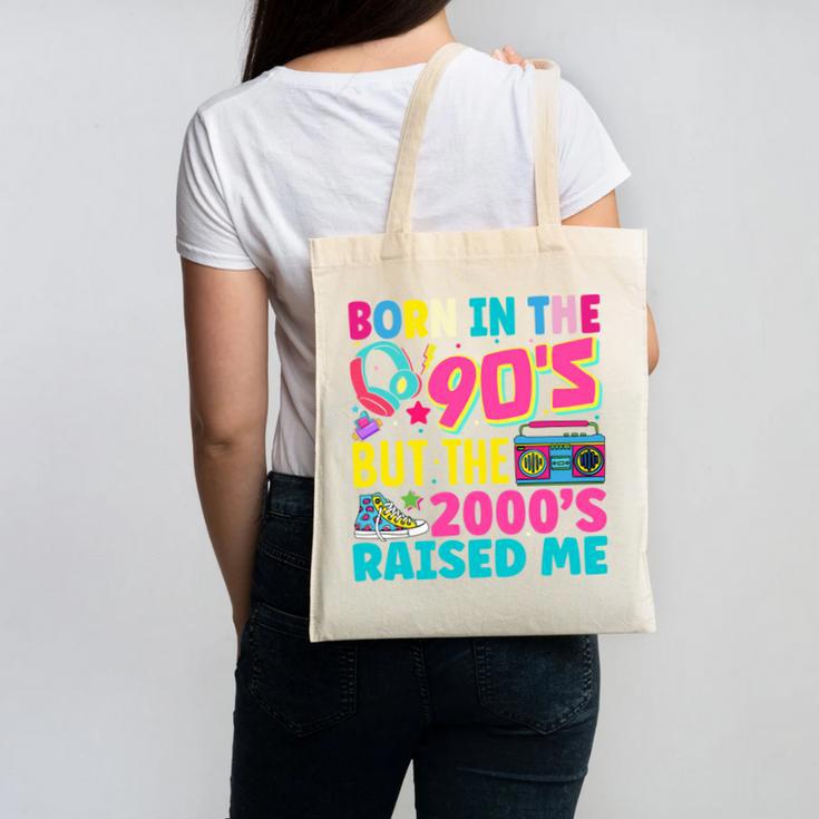 Born In The 90's But The 2000's Raised Me Y2K Nostalgia Canvas Tote Bag