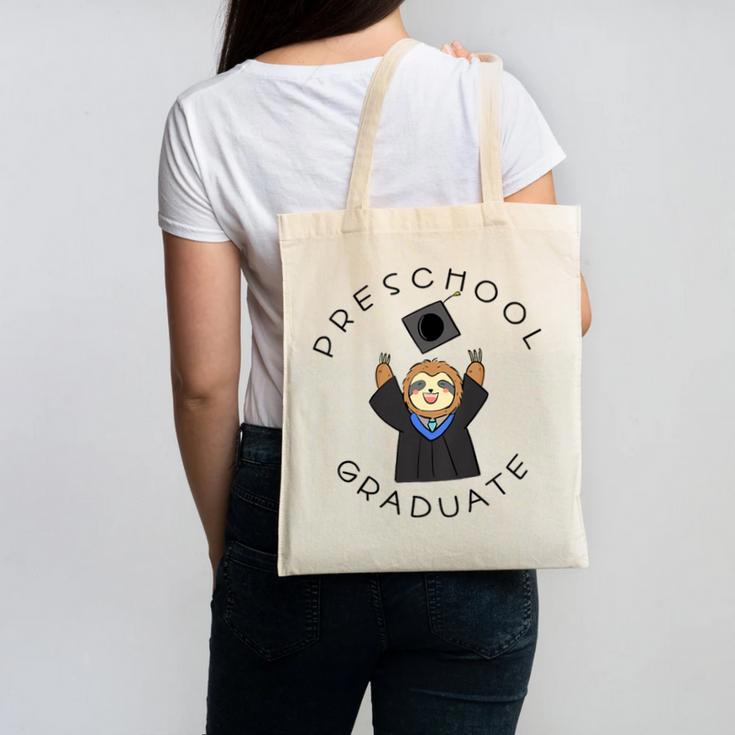 Boys Girls Preschool Graduate Sloth Graduation Cap Canvas Tote Bag