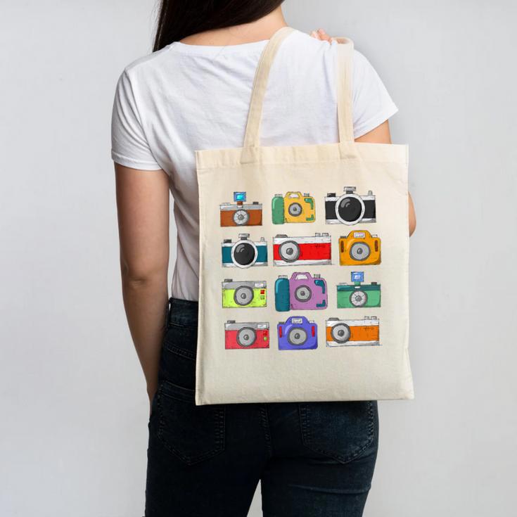 Camera Hand Drawn Old Nostalgia Retro Lens Styles Canvas Tote Bag