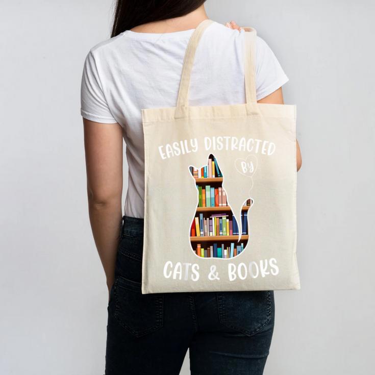 Cat Lover Tee Women Book Lover Reading Librarian Read Canvas Tote Bag