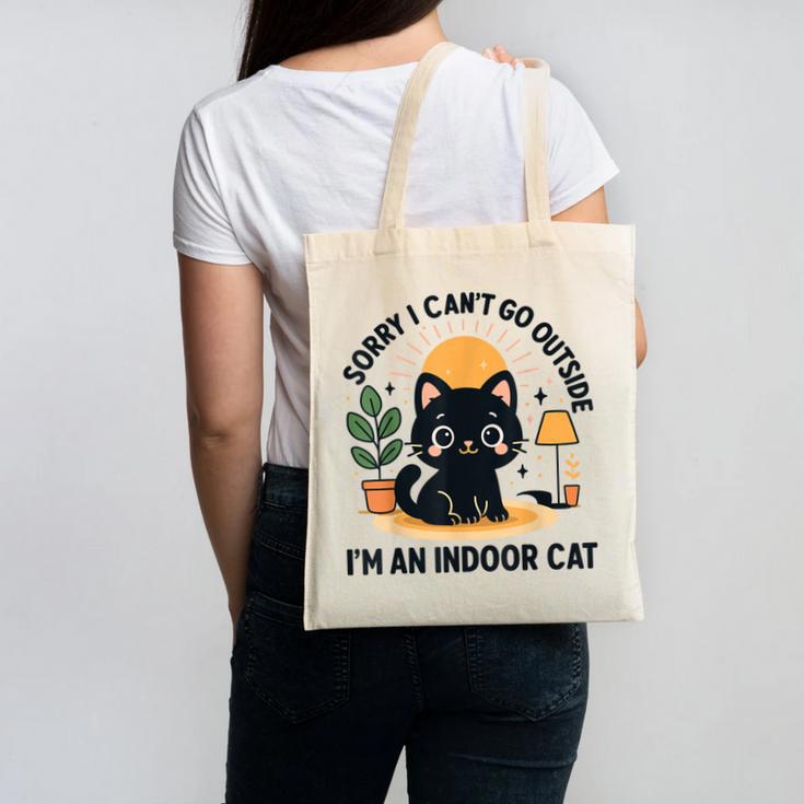 Cat Shirt Introvert Sorry I Can’t Go I’m An Indoor Cat Canvas Tote Bag