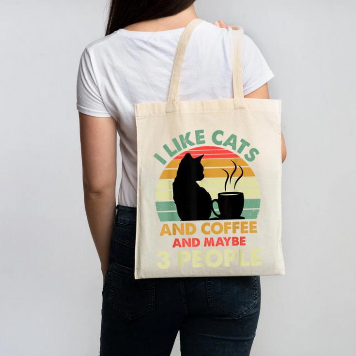 Cats Coffee & 3 People Tee Cute Font Introvert Humor Canvas Tote Bag Cats Coffee & 3 People Tee Cute Font Introvert Humor Canvas Tote Bag