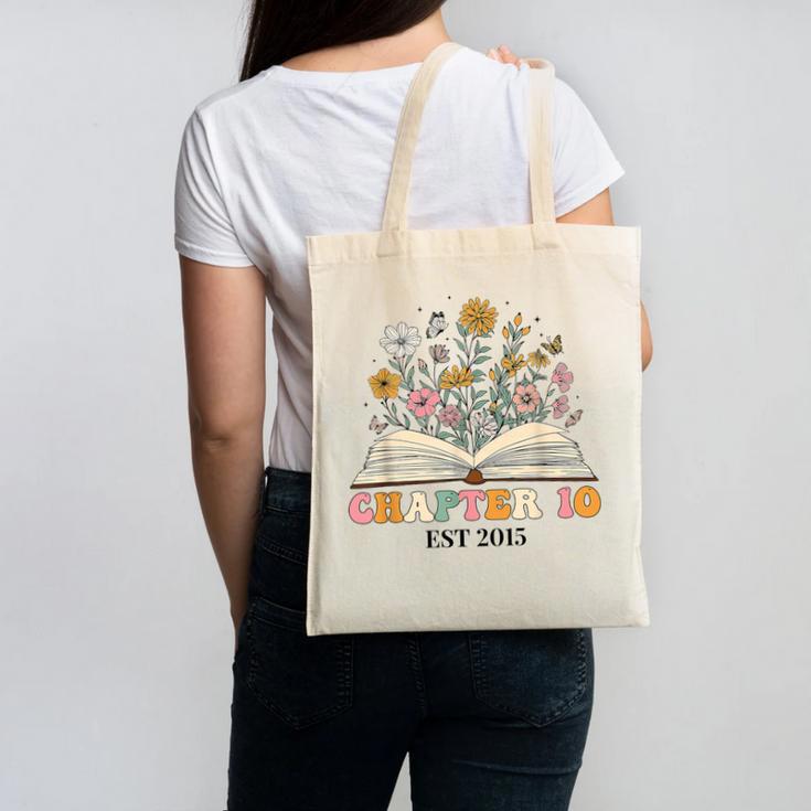 Chapter 10 Years Old 10th Birthday Wildflower Book Lover Canvas Tote Bag