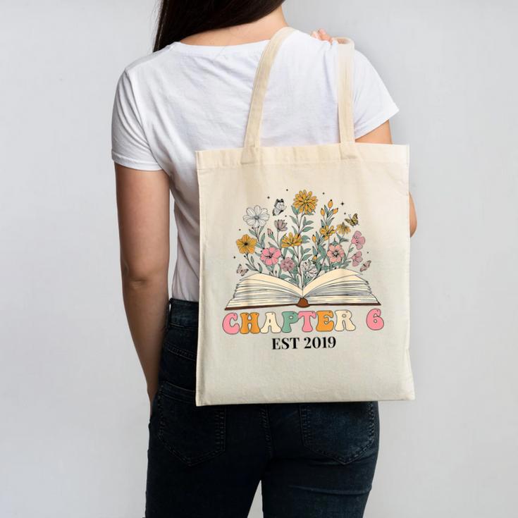 Chapter 6 Years Old 6th Birthday Wildflower Book Lover Canvas Tote Bag