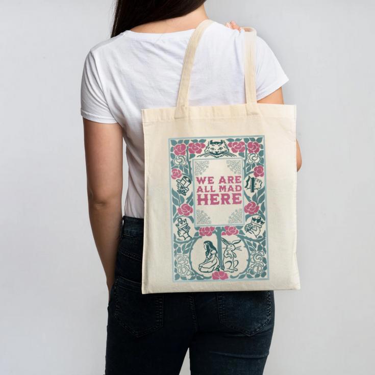 Cheshire Cat Alice In Wonderland Vintage Book Canvas Tote Bag Cheshire Cat Alice In Wonderland Vintage Book Canvas Tote Bag