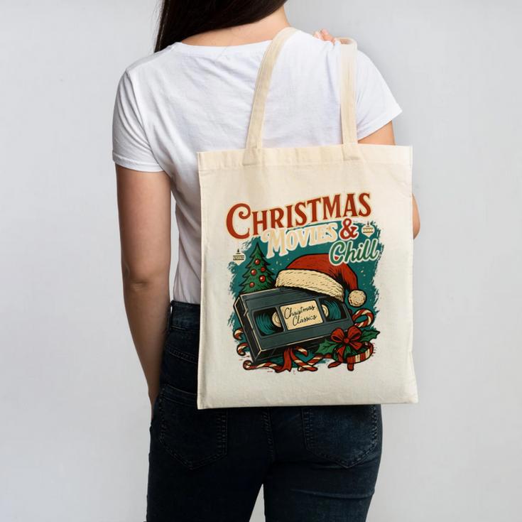 Christmas Movies Chill Retro VHS Holiday Nostalgia Canvas Tote Bag