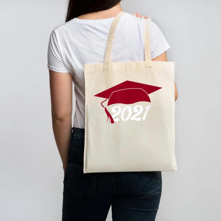 Class Of 2021 Burgundy Regalia Graduation Canvas Tote Bag