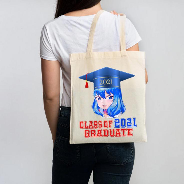 Class Of 2021 Graduate Kawaii Anime Girl School Graduation Canvas Tote Bag