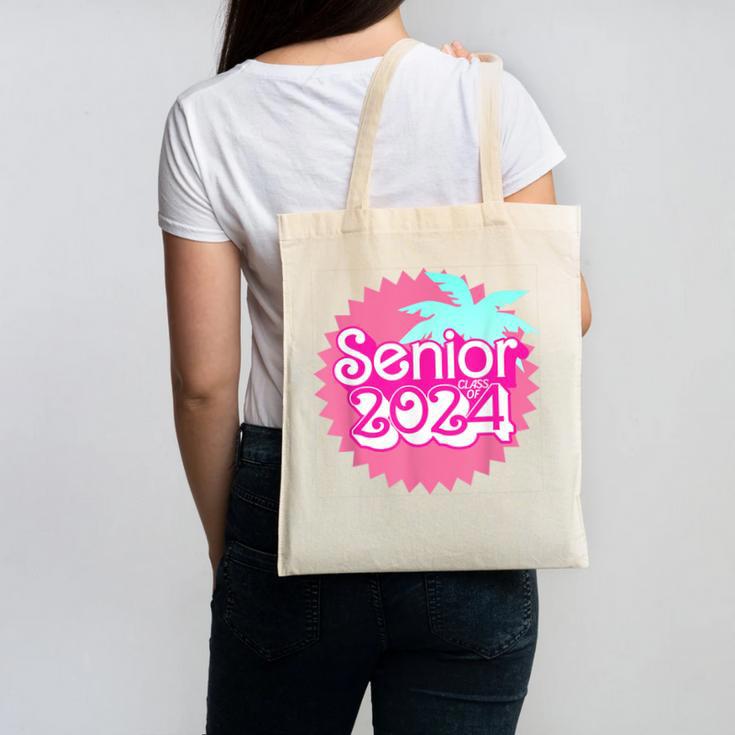Class Of 2024 Senior Pink Retro Classic Girl Grad Graduation Canvas Tote Bag