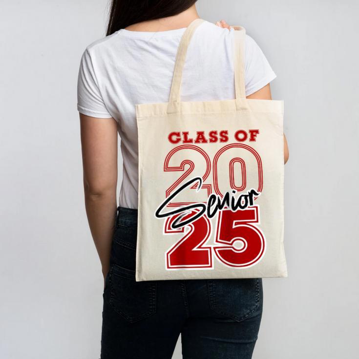 Class Of 2025 Senior 2025 Graduation Red Raglan Baseball Tee Canvas Tote Bag