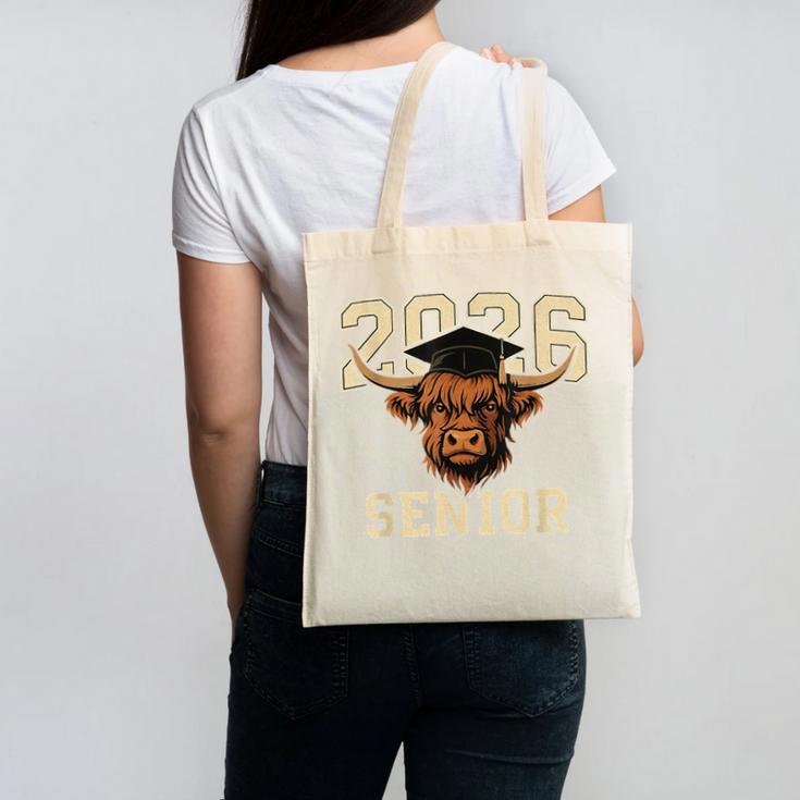 Class Of 2026 Highland Cow Senior Graduation School Pride Canvas Tote Bag