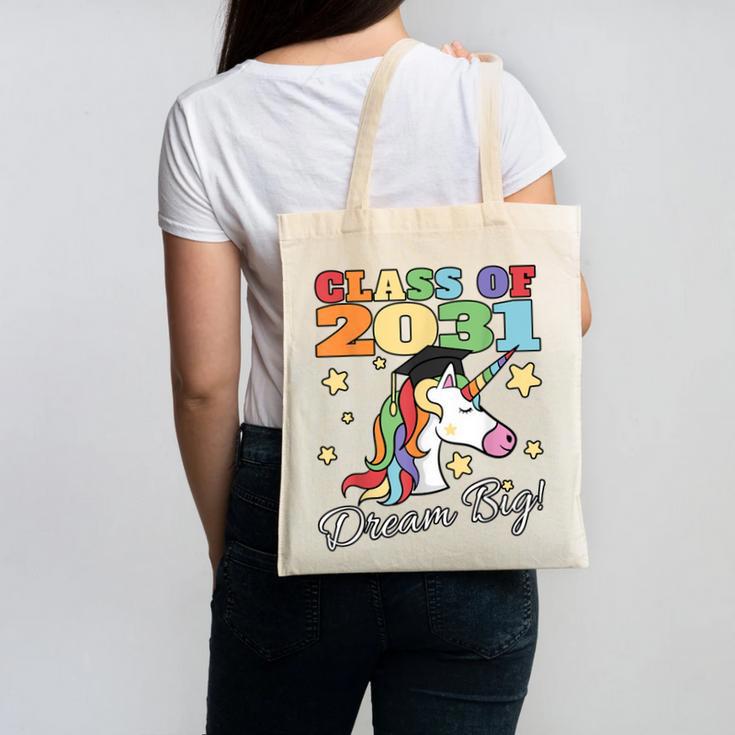 Class Of 2031 Magical Unicorn Graduation Cap Canvas Tote Bag