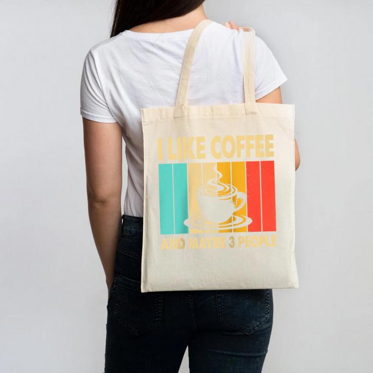 I Like Coffee And Maybe 3 People Introvert Anti-Social Raglan Baseball Tee Canvas Tote Bag