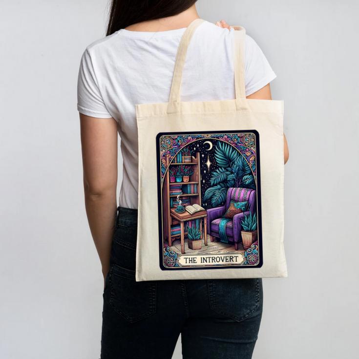 Color Graphic The Introvert Tarot Card Raglan Baseball Tee Canvas Tote Bag
